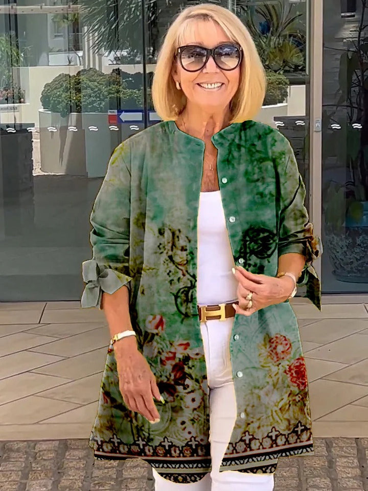 Florabel – Bawełniana kurtka z nadrukiem i ozdobnymi rękawami