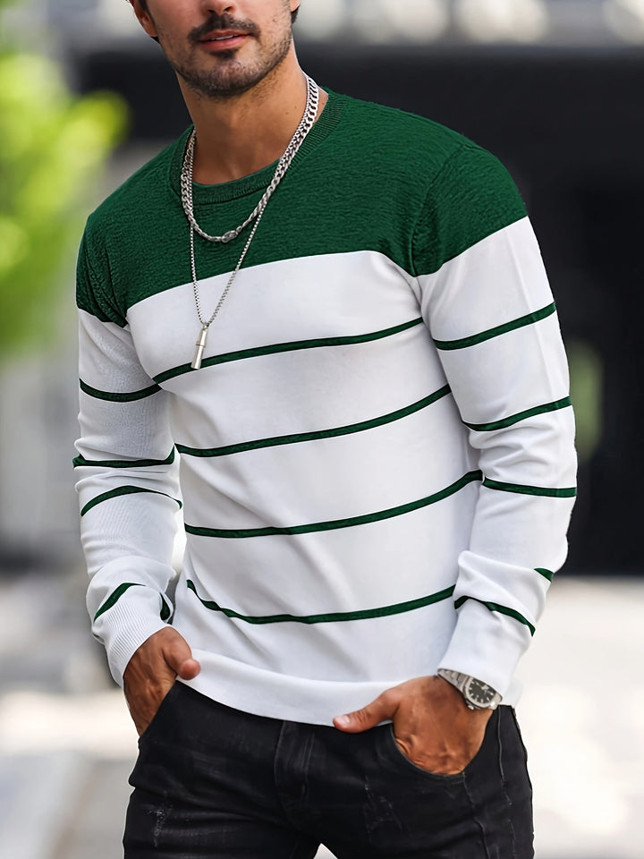 Henry | Pasiasty Sweter z Okrągłym Dekoltem