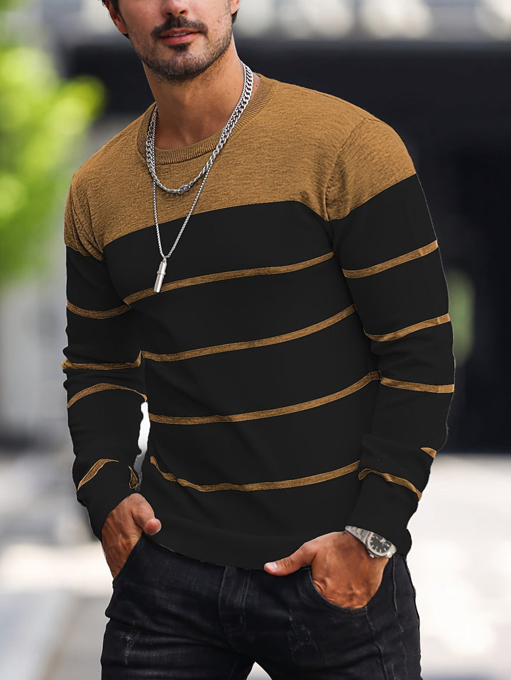 Henry | Pasiasty Sweter z Okrągłym Dekoltem