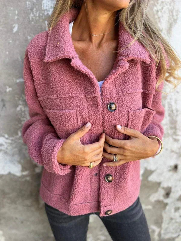 Zoe - Stylowy Krótki Płaszcz Wełniany z Rewersem