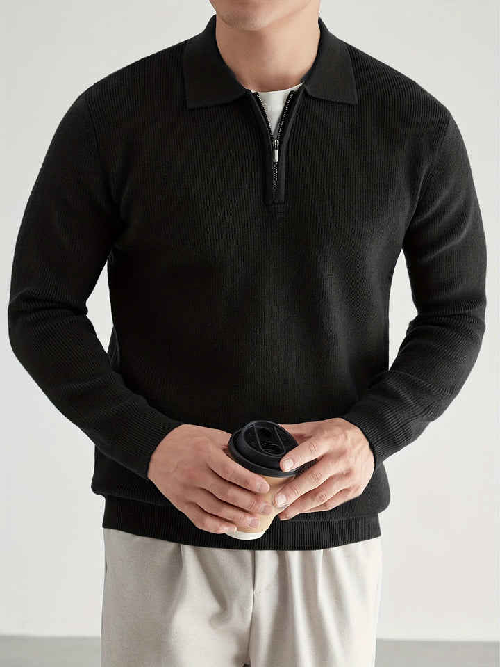 Donovan | Wyrafinowany Polo Sweter z Ćwierć Zamkiem