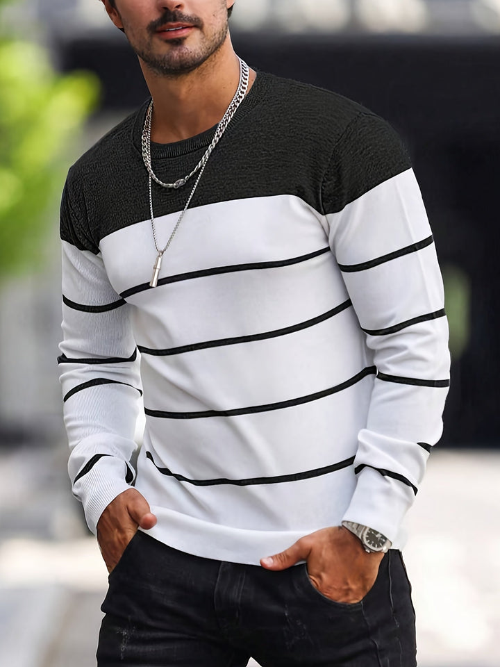 Henry | Pasiasty Sweter z Okrągłym Dekoltem