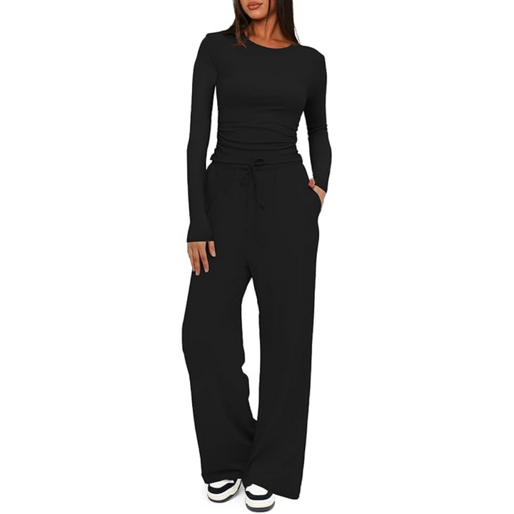 Dwuczęściowy Damski Komplet Loungewear z Długim Rękawem