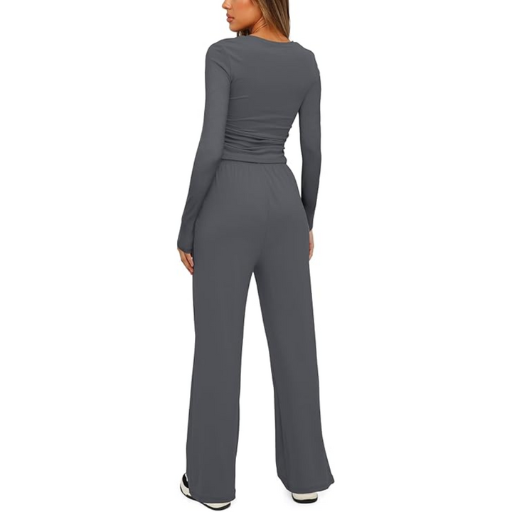 Dwuczęściowy Damski Komplet Loungewear z Długim Rękawem