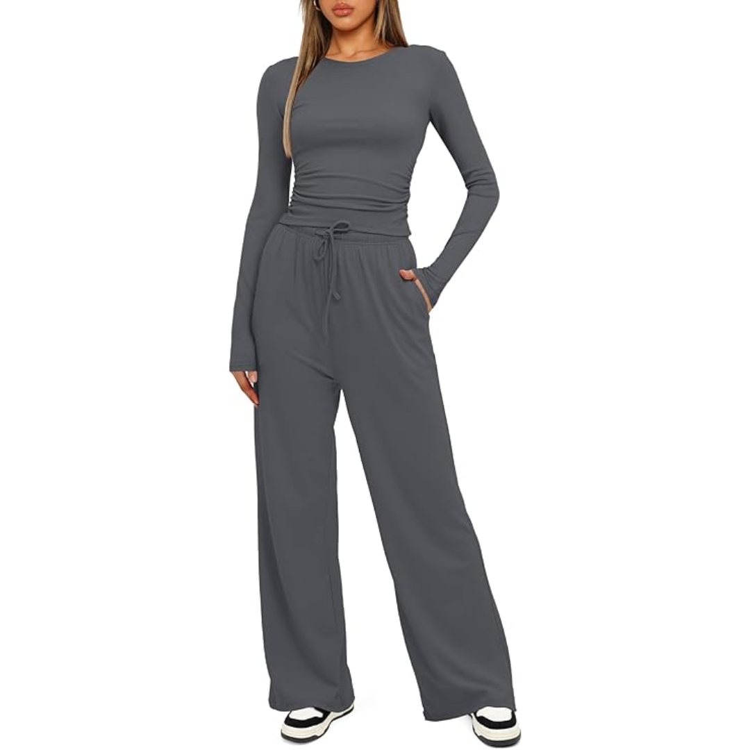 Dwuczęściowy Damski Komplet Loungewear z Długim Rękawem