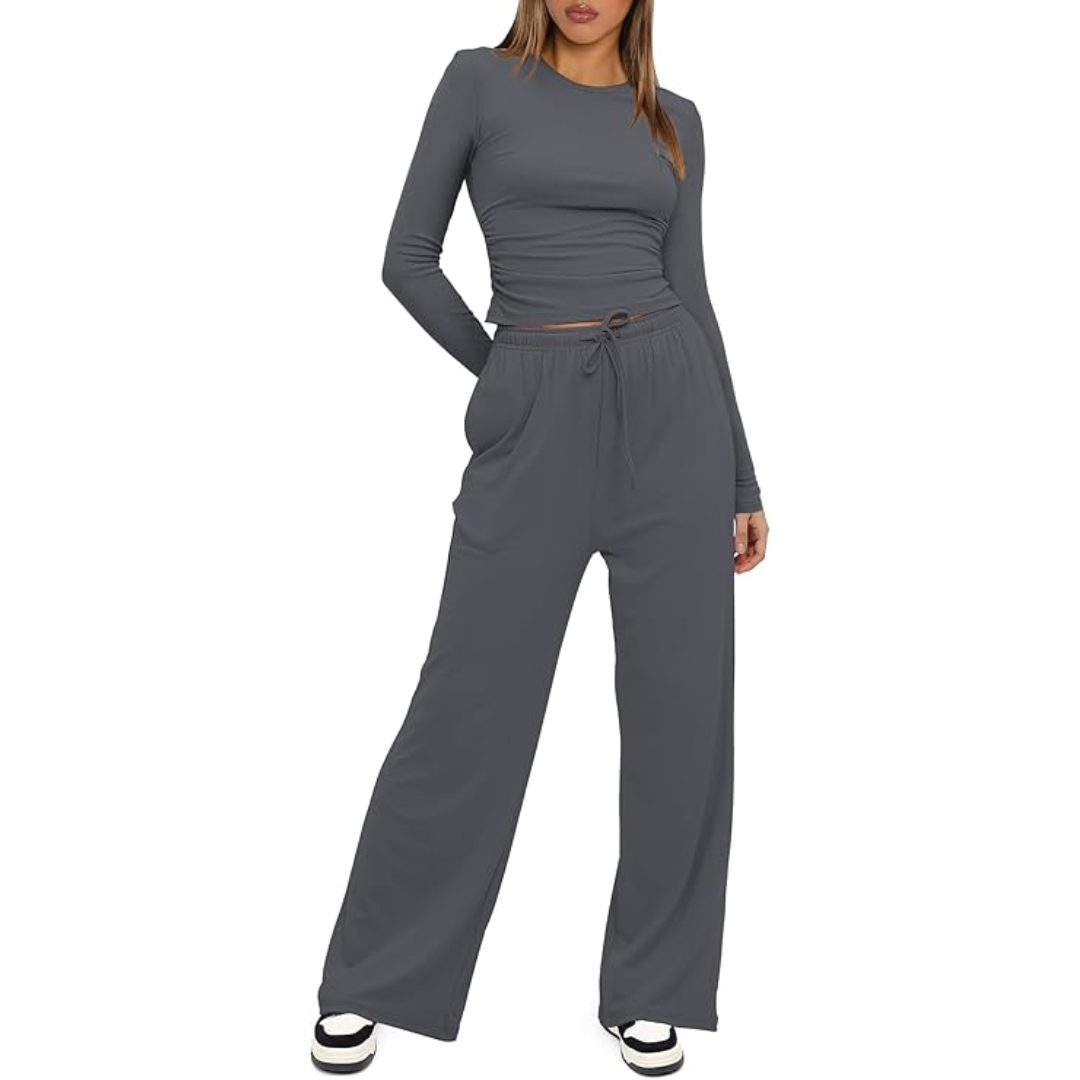 Dwuczęściowy Damski Komplet Loungewear z Długim Rękawem
