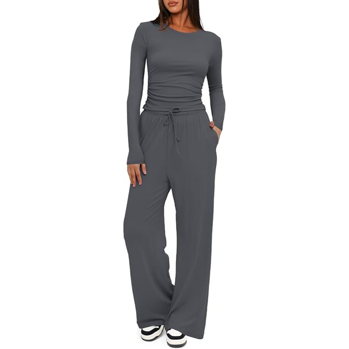 Dwuczęściowy Damski Komplet Loungewear z Długim Rękawem