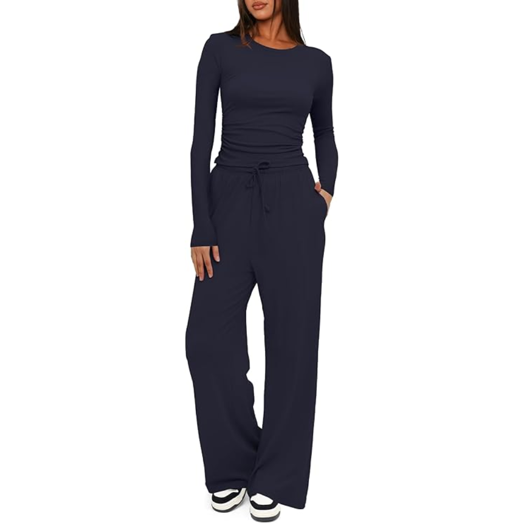 Dwuczęściowy Damski Komplet Loungewear z Długim Rękawem