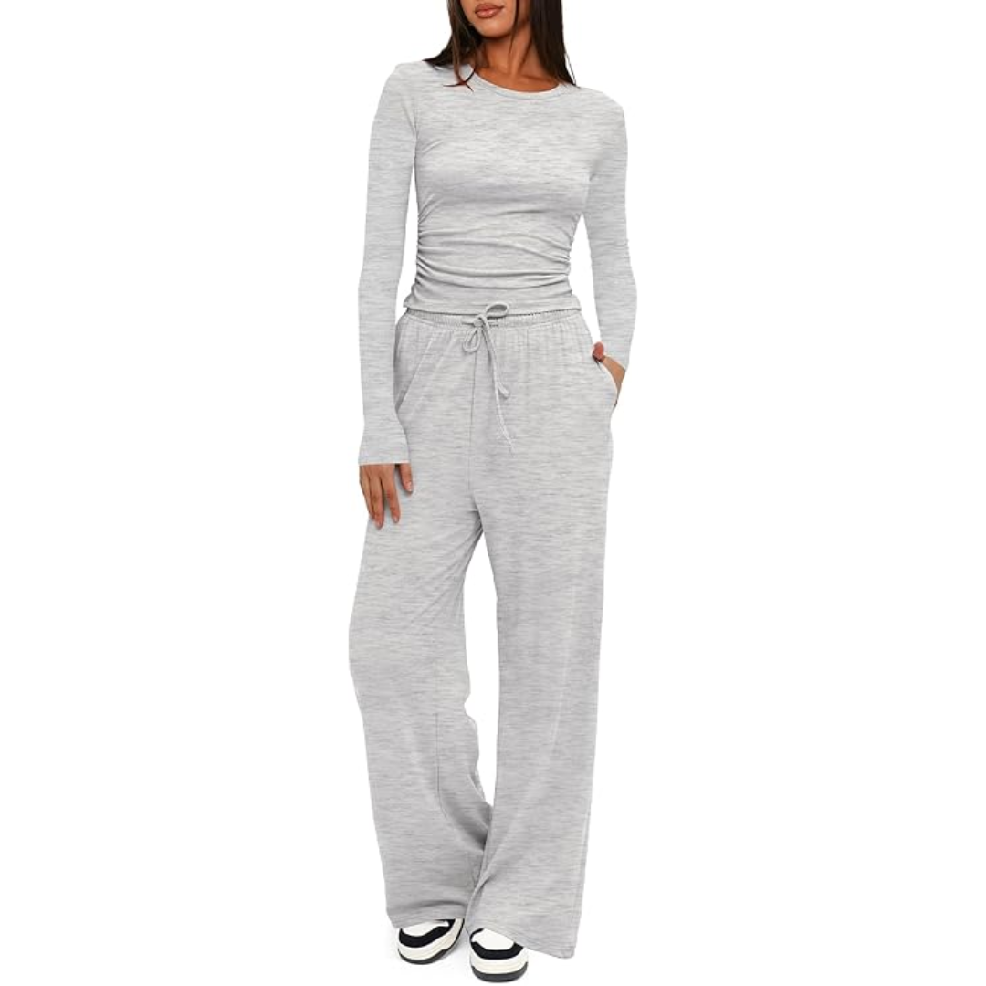 Dwuczęściowy Damski Komplet Loungewear z Długim Rękawem