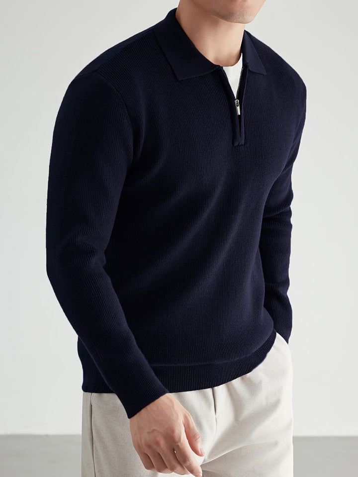 Donovan | Wyrafinowany Polo Sweter z Ćwierć Zamkiem