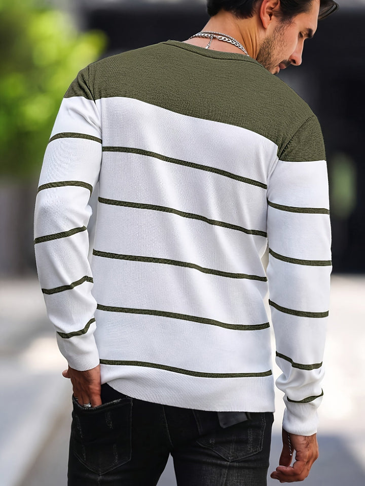 Henry | Pasiasty Sweter z Okrągłym Dekoltem