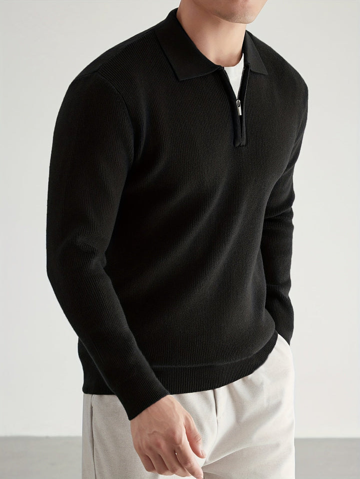 Donovan | Wyrafinowany Polo Sweter z Ćwierć Zamkiem