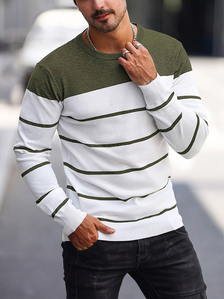 Henry | Pasiasty Sweter z Okrągłym Dekoltem