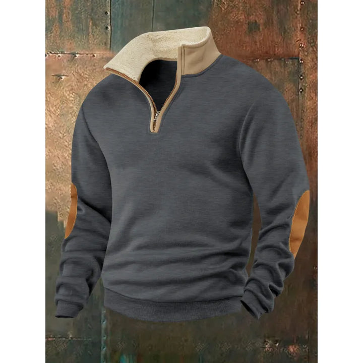Caleb | Męski sweter z zamkiem błyskawicznym i stójką