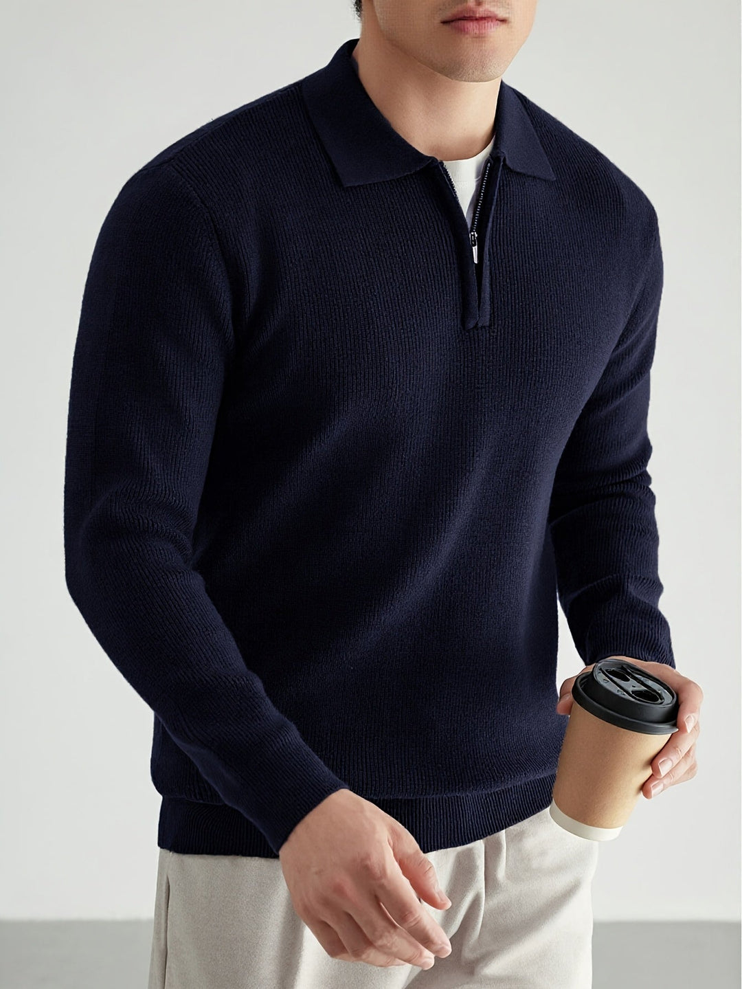 Donovan | Wyrafinowany Polo Sweter z Ćwierć Zamkiem