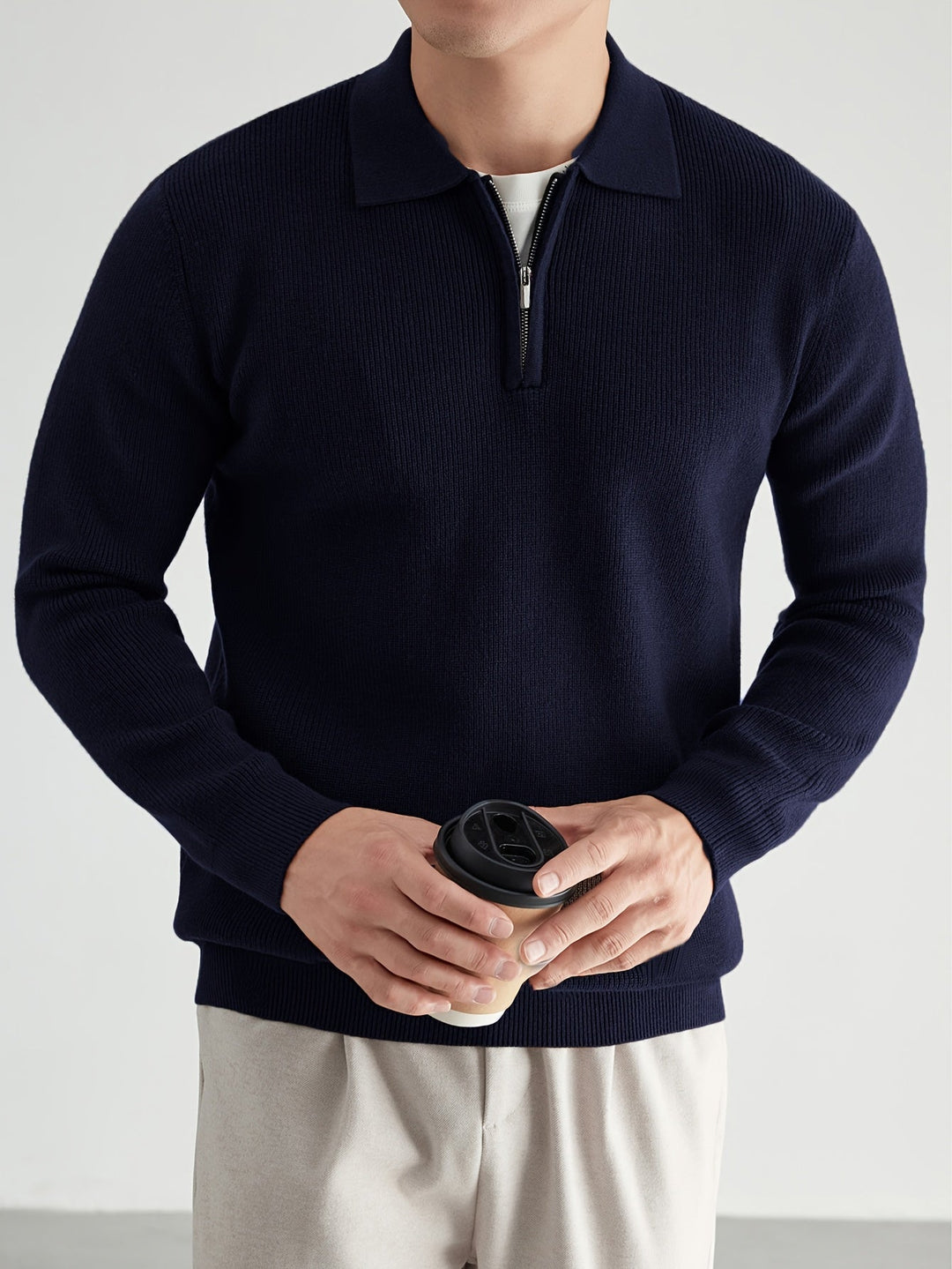 Donovan | Wyrafinowany Polo Sweter z Ćwierć Zamkiem