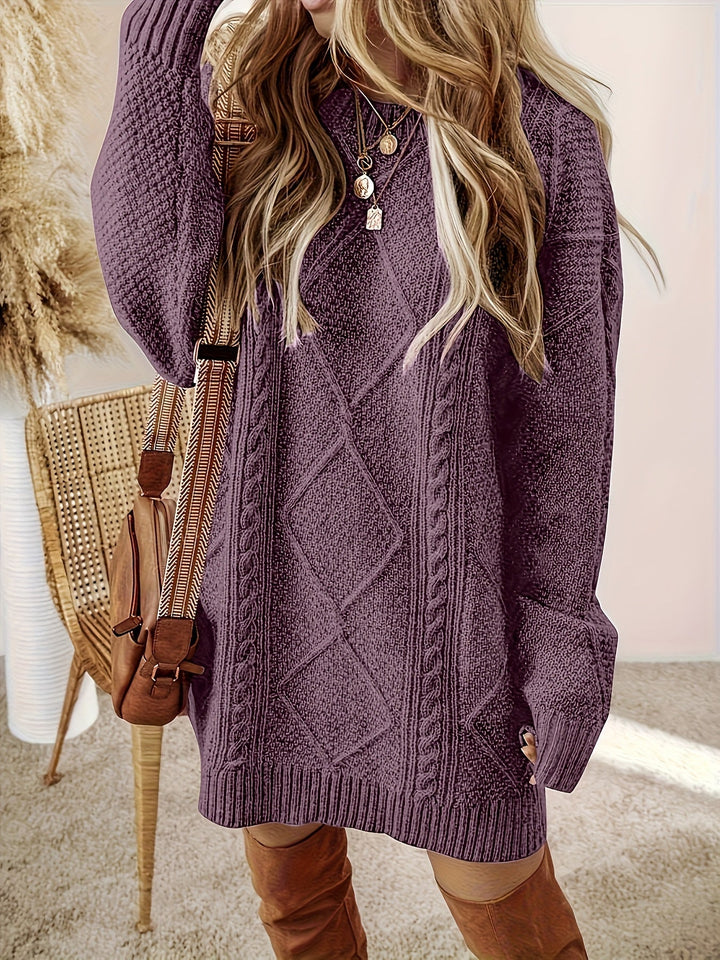 Tabitha | Sweter Sukienka z Warkoczem