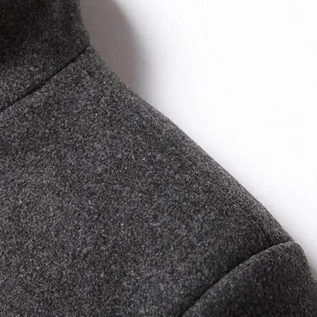 Męski Płaszcz Długi Slim Fit z Kołnierzem Wykładanym