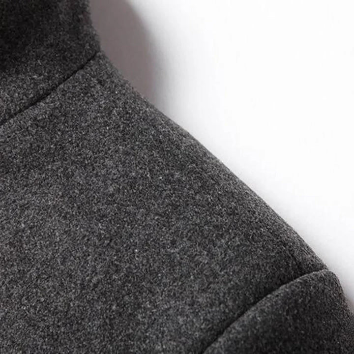 Męski Płaszcz Długi Slim Fit z Kołnierzem Wykładanym