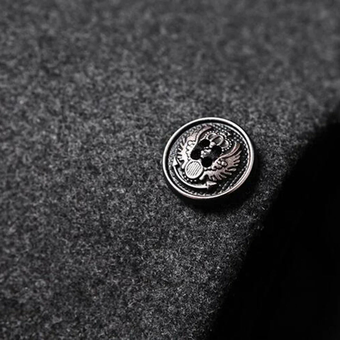 Męski Płaszcz Długi Slim Fit z Kołnierzem Wykładanym