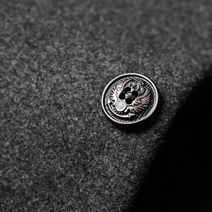 Męski Płaszcz Długi Slim Fit z Kołnierzem Wykładanym