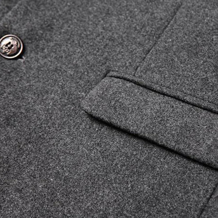 Męski Płaszcz Długi Slim Fit z Kołnierzem Wykładanym