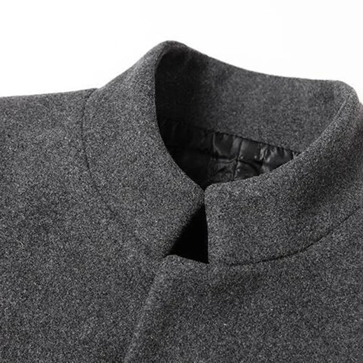 Męski Płaszcz Długi Slim Fit z Kołnierzem Wykładanym