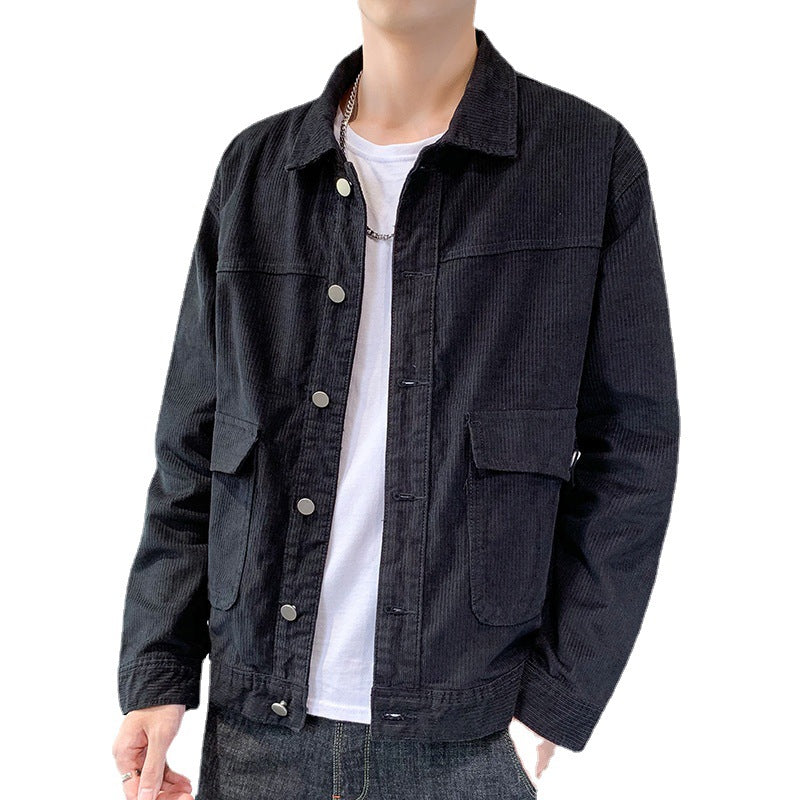 Męska Kurtka Typu Overshirt z Kieszeniami na Zatrzaski