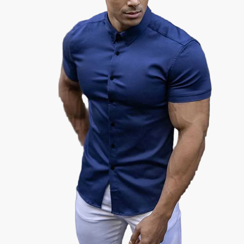 Michał | Męska koszula slim fit z krótkim rękawem – nowoczesny t-shirt na czas wolny i do biura