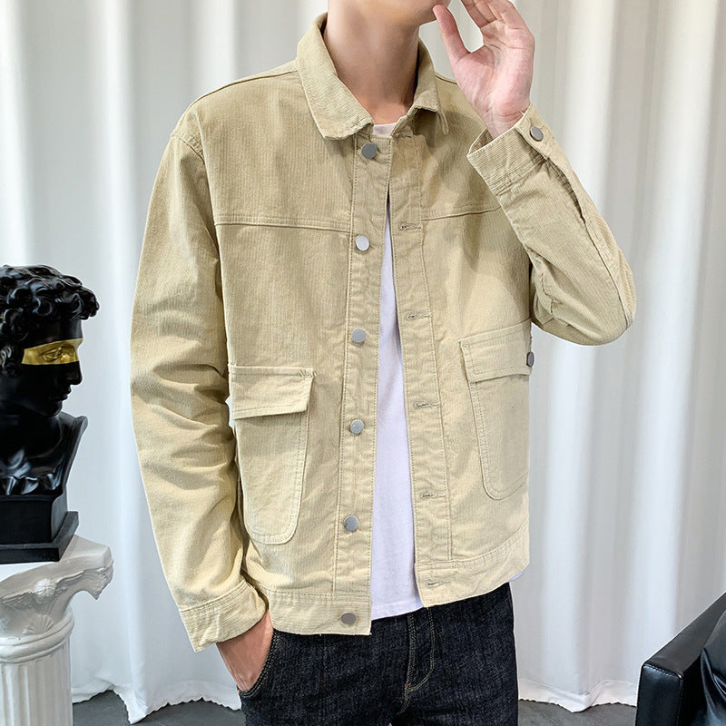Męska Kurtka Typu Overshirt z Kieszeniami na Zatrzaski