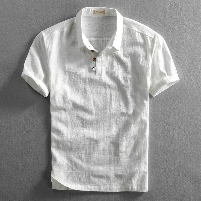 Haru bawełniano-lniana koszulka polo
