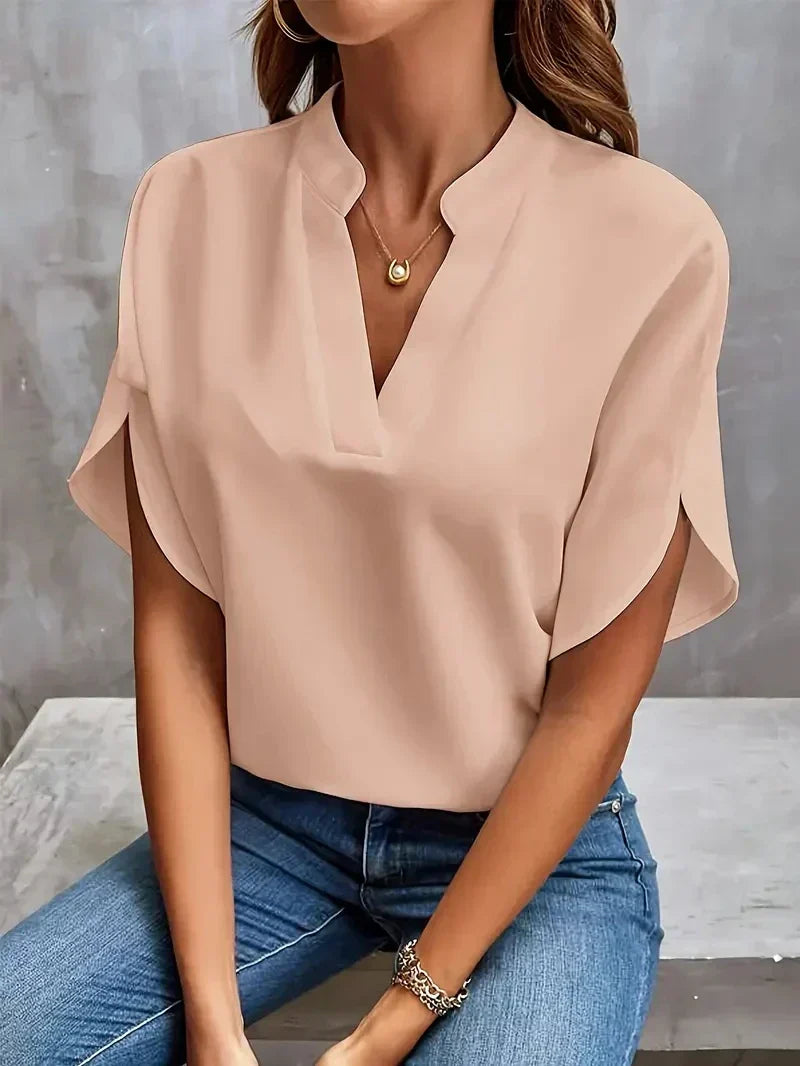 Rosa - Elegancka Bluzka z Dekoltem w Serek