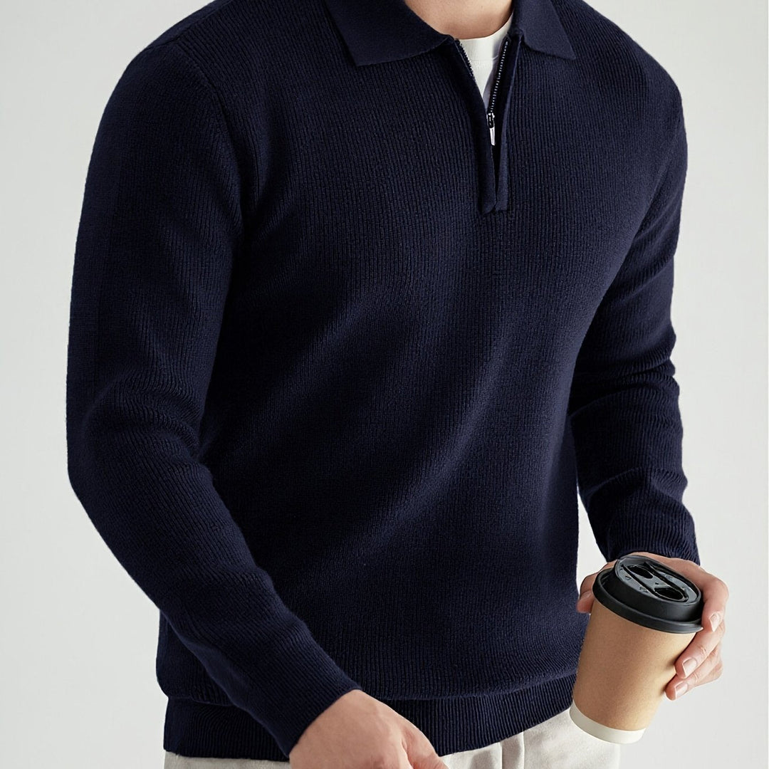 Donovan | Wyrafinowany Polo Sweter z Ćwierć Zamkiem
