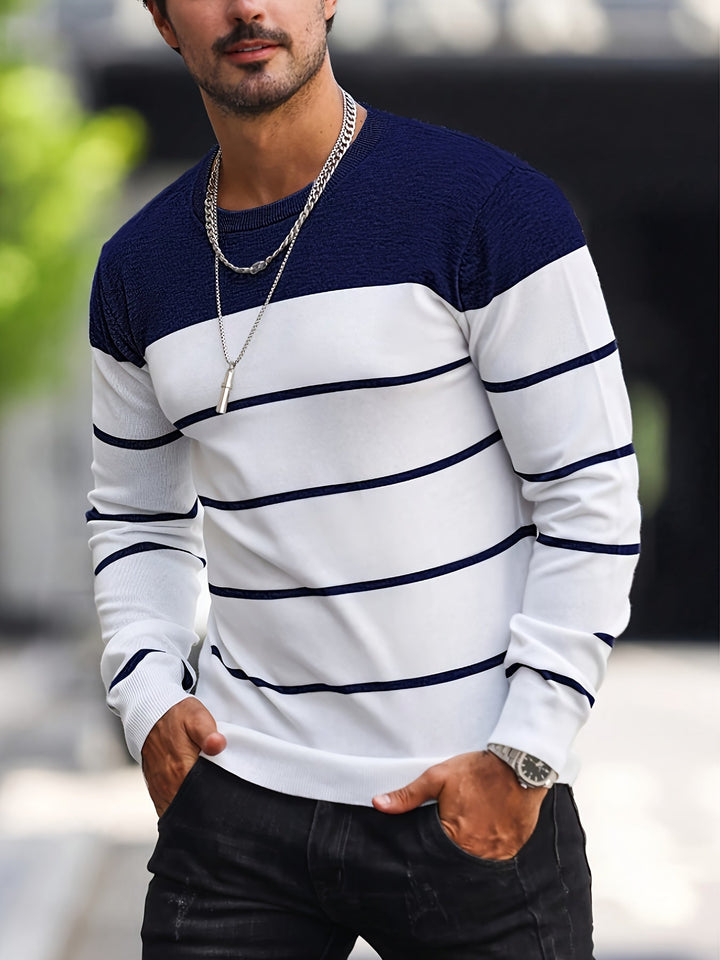 Henry | Pasiasty Sweter z Okrągłym Dekoltem