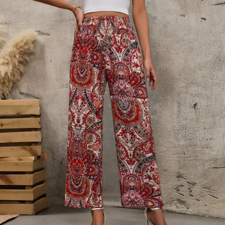 Grażyna | Spodnie boho z szerokimi nogawkami i wzorem paisley
