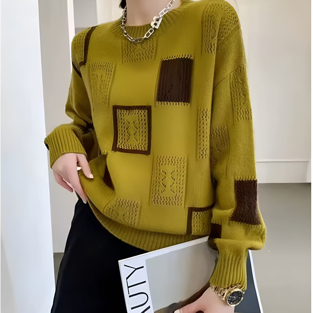 ALISSA – MODERNY SWETER PATCHWORKOWY