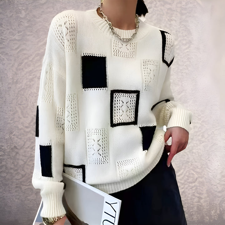 ALISSA – MODERNY SWETER PATCHWORKOWY