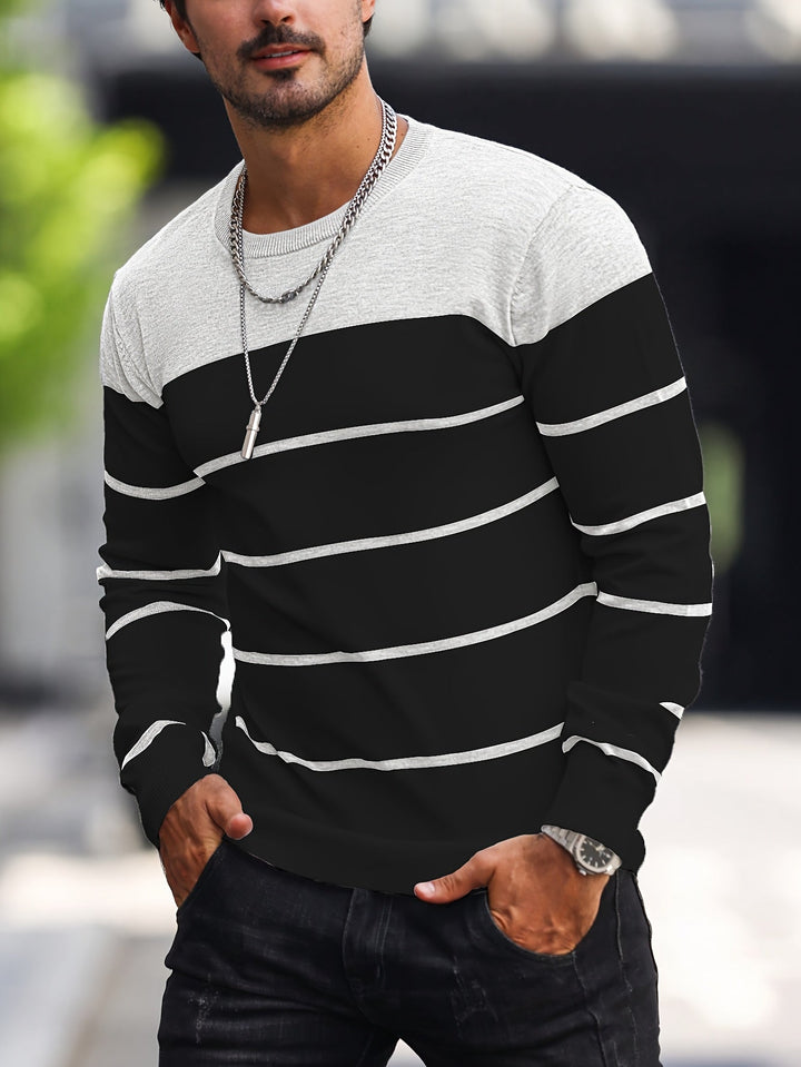 Henry | Pasiasty Sweter z Okrągłym Dekoltem