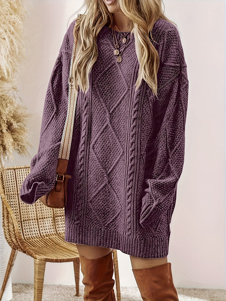 Tabitha | Sweter Sukienka z Warkoczem