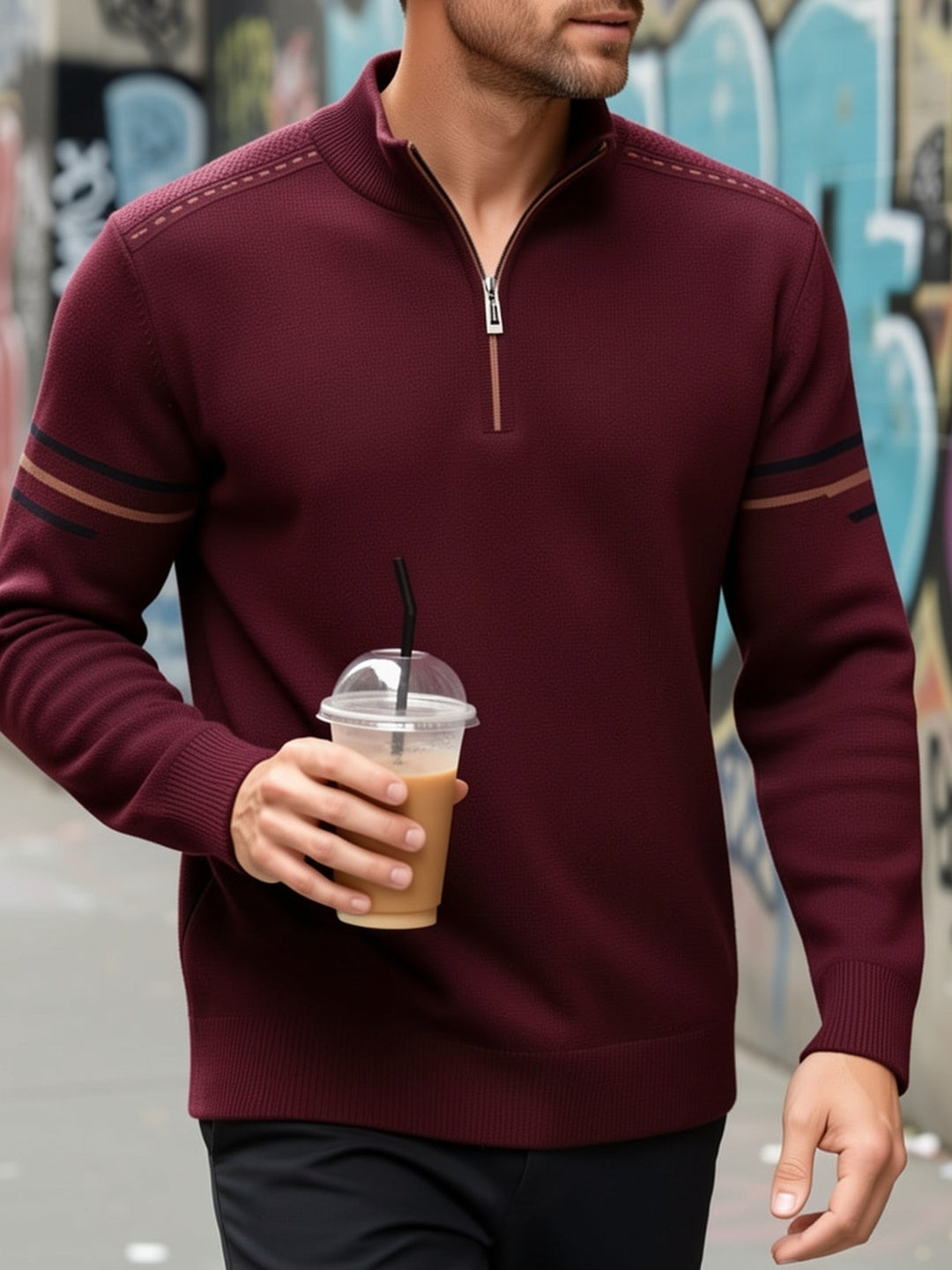 Nathan | Sweter z zamkiem do połowy i stójką