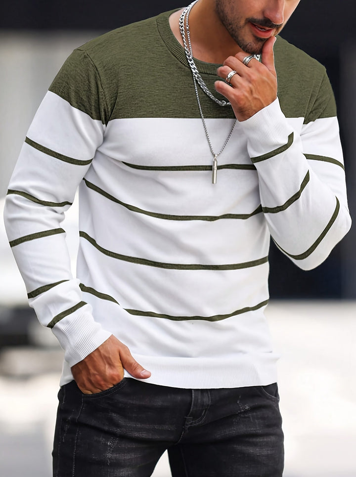 Henry | Pasiasty Sweter z Okrągłym Dekoltem