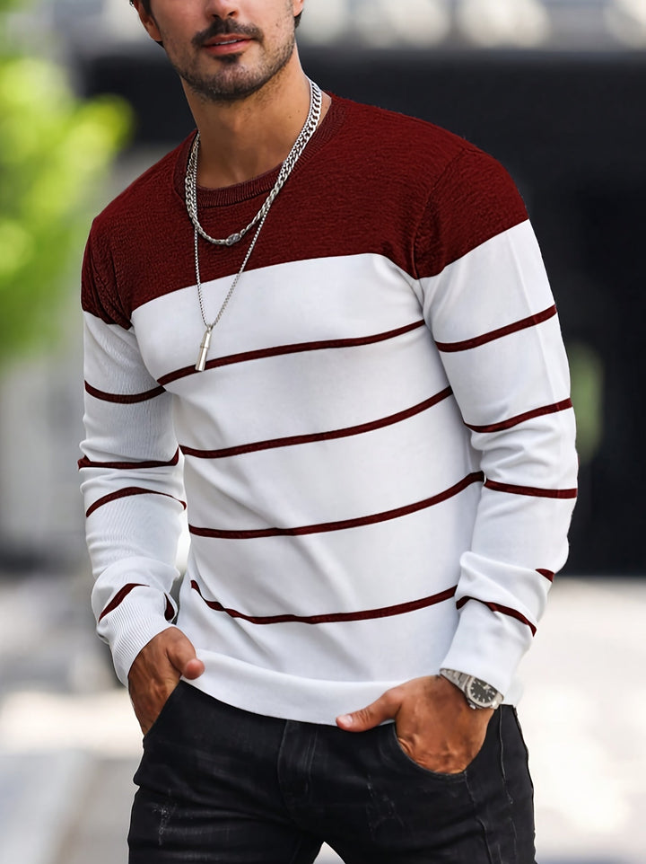 Henry | Pasiasty Sweter z Okrągłym Dekoltem
