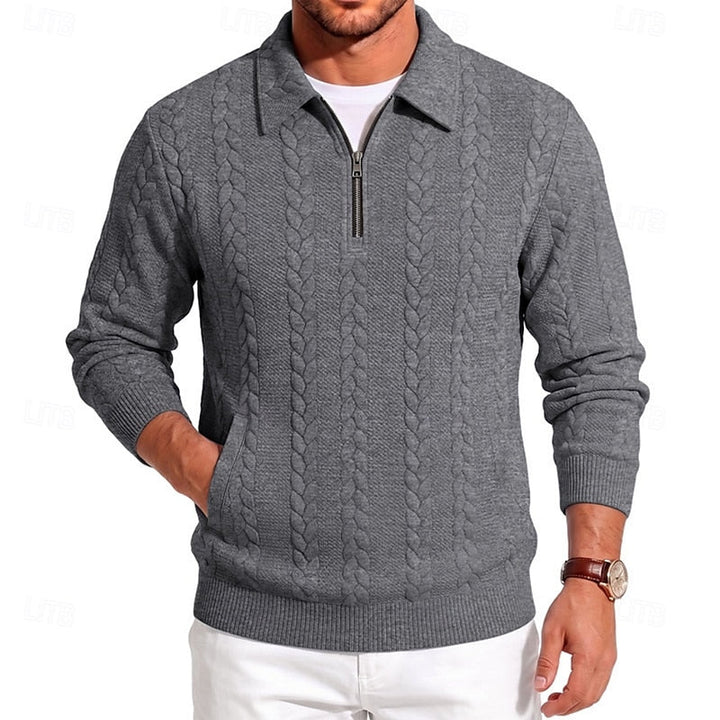 Chase | Teksturowany Sweter z Kwartowym Zamkiem