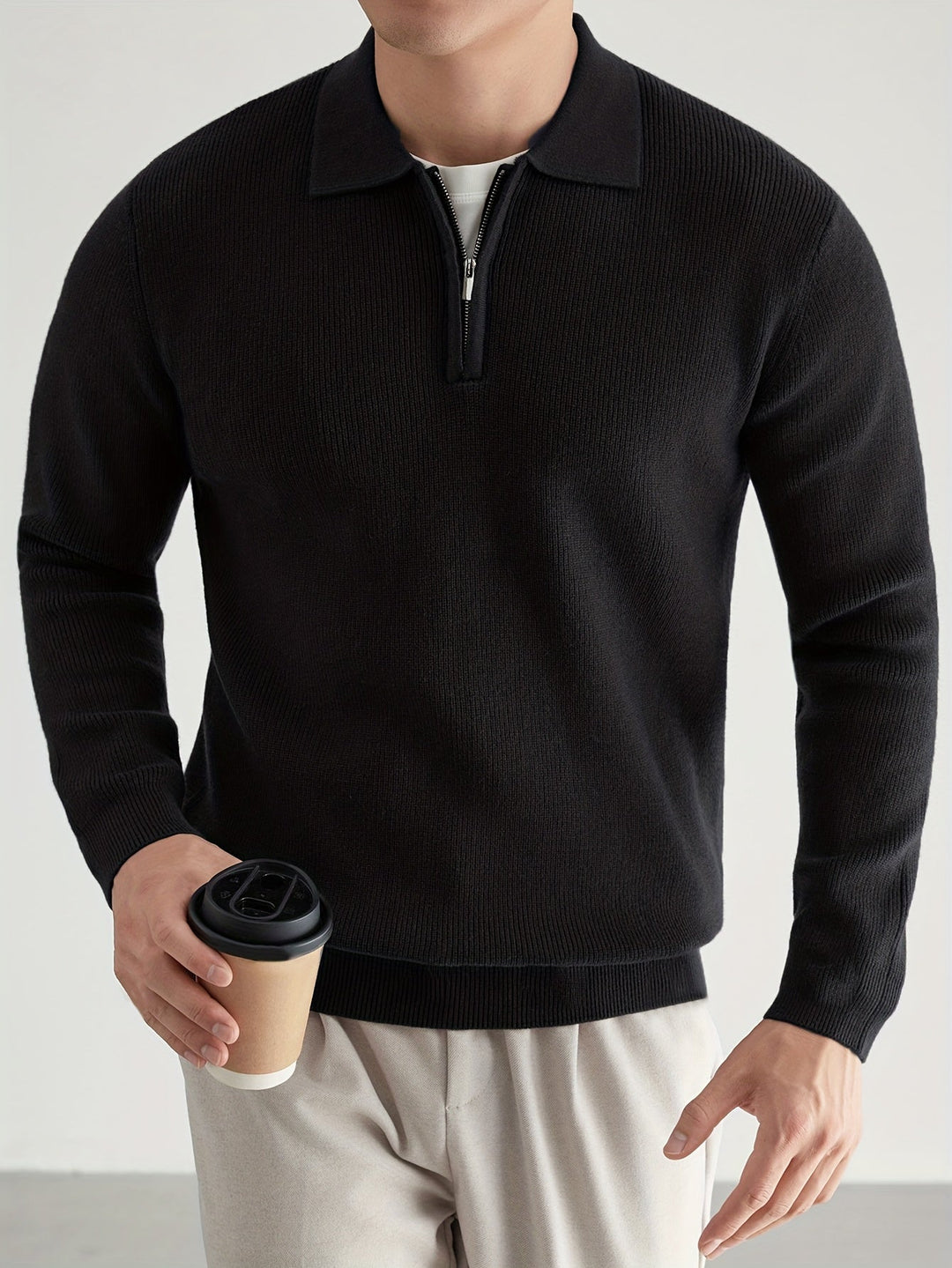 Donovan | Wyrafinowany Polo Sweter z Ćwierć Zamkiem