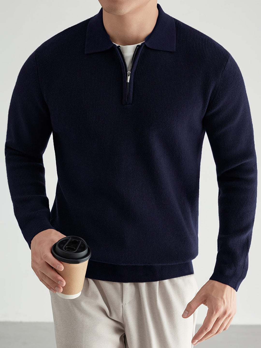 Donovan | Wyrafinowany Polo Sweter z Ćwierć Zamkiem