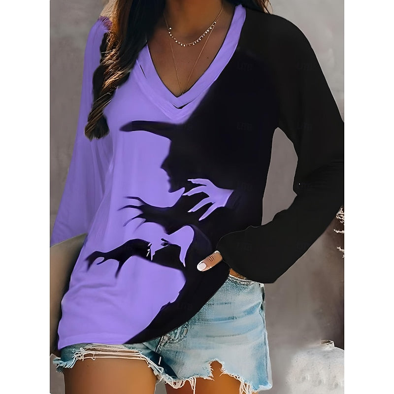 Odessa | Halloween Graficzny Top z Dekoltem w Serek