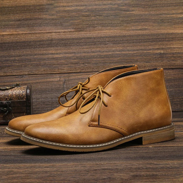 Męskie Buty Chukka ze Sznurowaniem i Kontrastowym Szwem