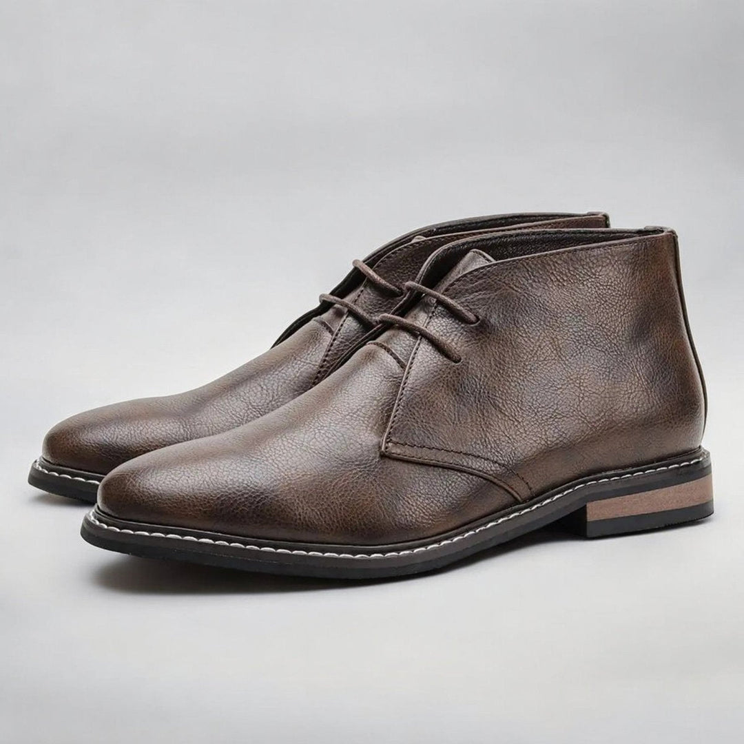 Męskie Buty Chukka ze Sznurowaniem i Kontrastowym Szwem