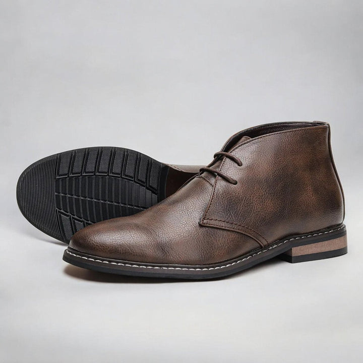 Męskie Buty Chukka ze Sznurowaniem i Kontrastowym Szwem