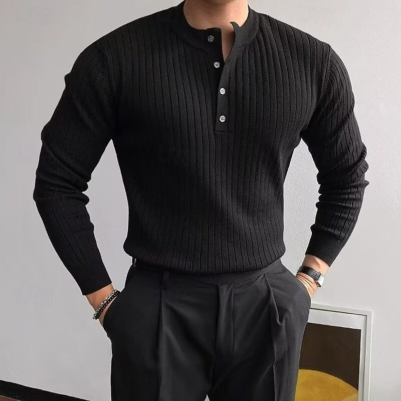 Theo | Żebrowany Sweter Henley